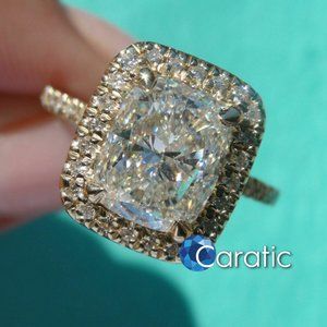 Diamond Cushion Cut Halo Setting Engagement Ring